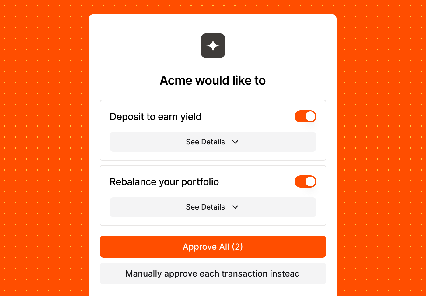 Para transaction permissions approval modal